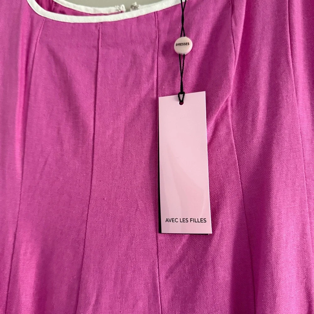 Sz 8 - NWT- Avec Les Filles Contrast Edge fit and flare dress with pockets - Picture 4 of 8